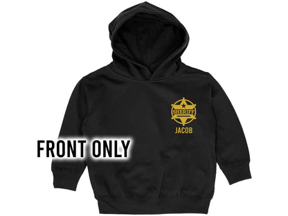 Sheriff Kids Hoodie with Shield and Name - Optional County Sheriff's Office on Back