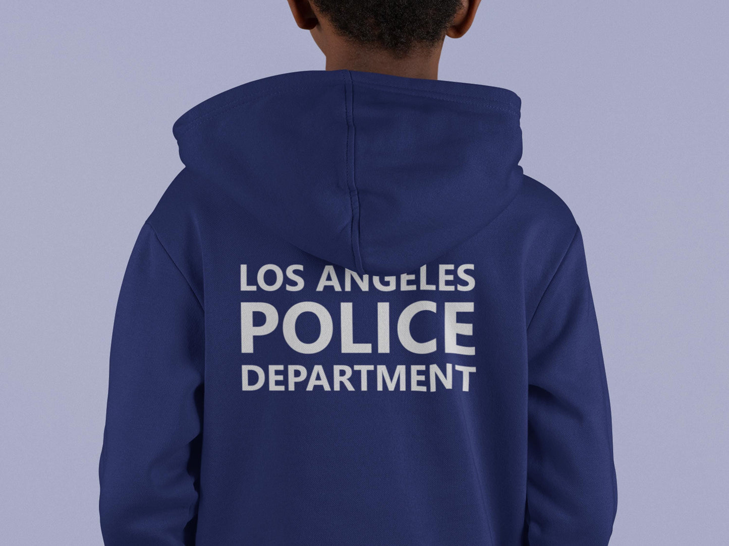 Police Youth Sized Hoodie in Navy with Badge and Name - Optional Police Department on Back