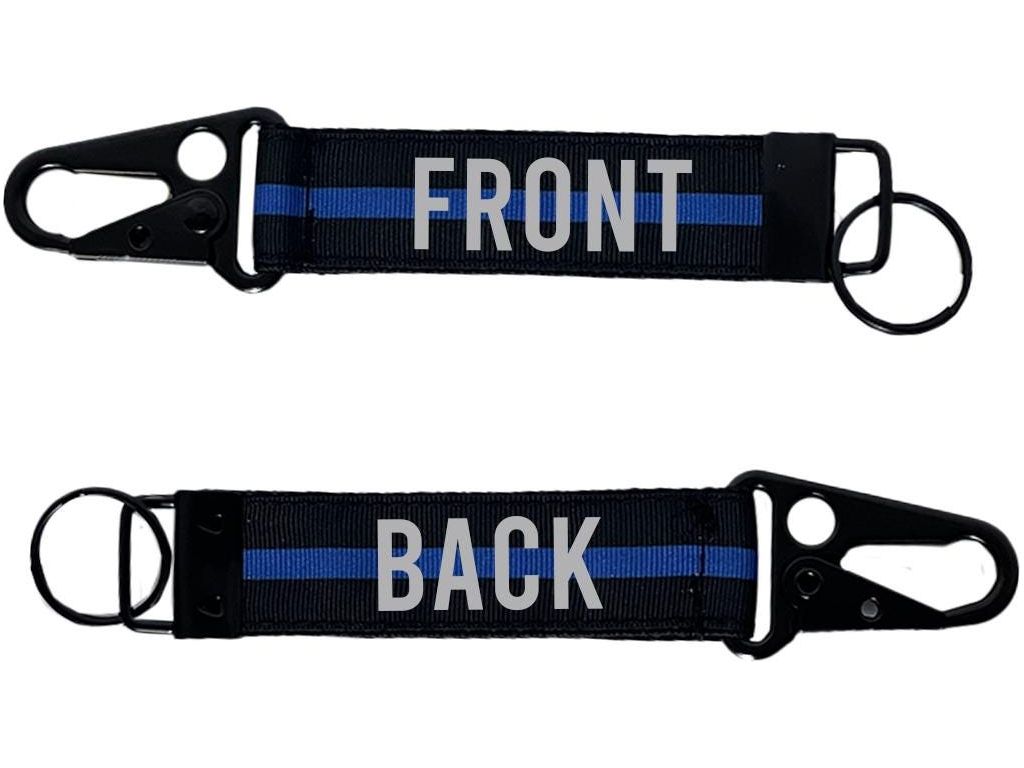 Police Thin Blue Line Keychain with Snap Hook - Personalized with Your Name or Other Text