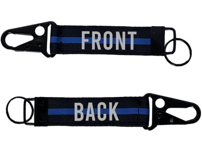 Police Thin Blue Line Keychain with Snap Hook - Personalized with Your Name or Other Text