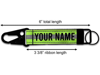 Firefighter Reflective Keychain with Snap Hook - Personalized on Front and Back with Your Name or Text
