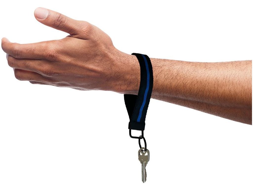 Police Thin Blue Line Wristlet Keychain Key Fob - Personalized with Your Name or Other Text