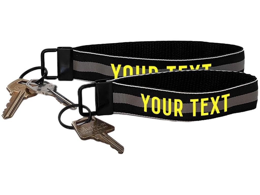 Corrections Thin Gray Line Keychain Wristlet Key Fob - Personalized with Your Name