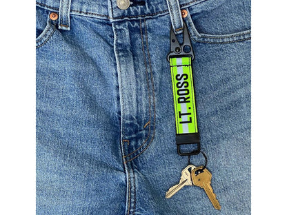 Firefighter Reflective Keychain with Snap Hook - Personalized on Front and Back with Your Name or Text