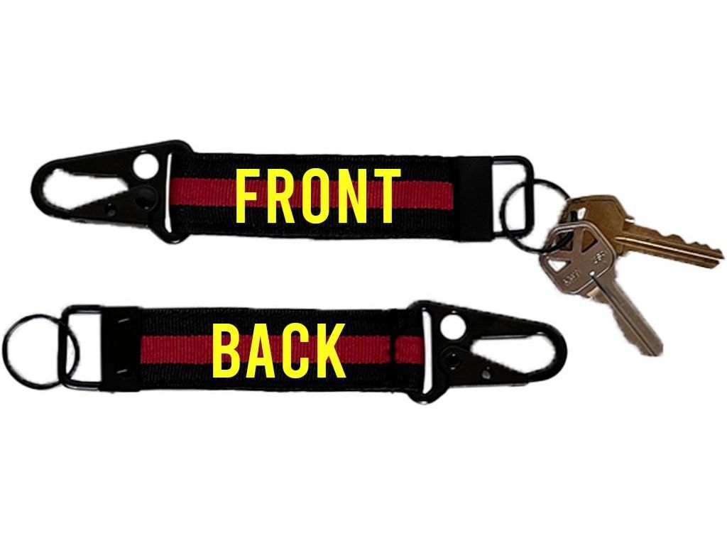 Firefighter Thin RedLine Keychain with Snap Hook - Personalized with Your Name or Other Text