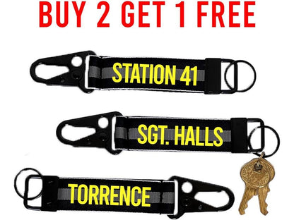 Corrections Thin Gray Line Keychain with Snap Hook - Personalized with Your Name or Other Text