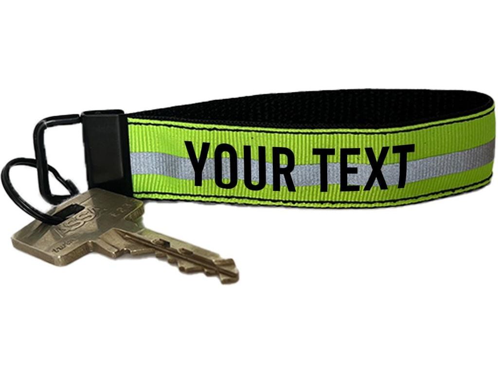 Firefighter Reflective Keychain Wristlet Key Fob - Personalized with Your Name