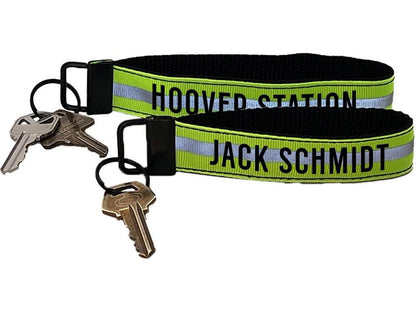 Firefighter Reflective Keychain Wristlet Key Fob - Personalized with Your Name