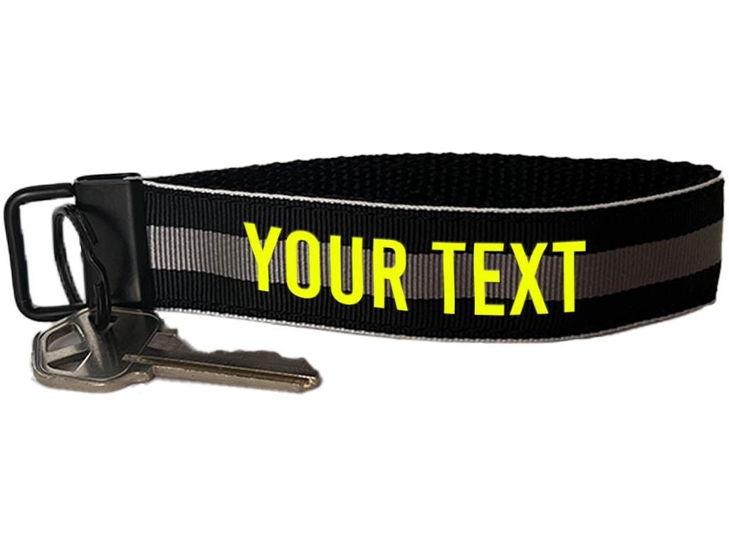 Corrections Thin Gray Line Keychain Wristlet Key Fob - Personalized with Your Name