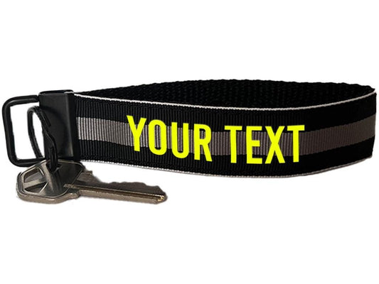 Corrections Thin Gray Line Keychain Wristlet Key Fob - Personalized with Your Name