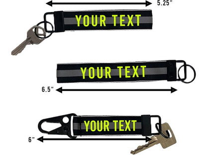 Corrections Thin Gray Line Keychain Wristlet Key Fob - Personalized with Your Name