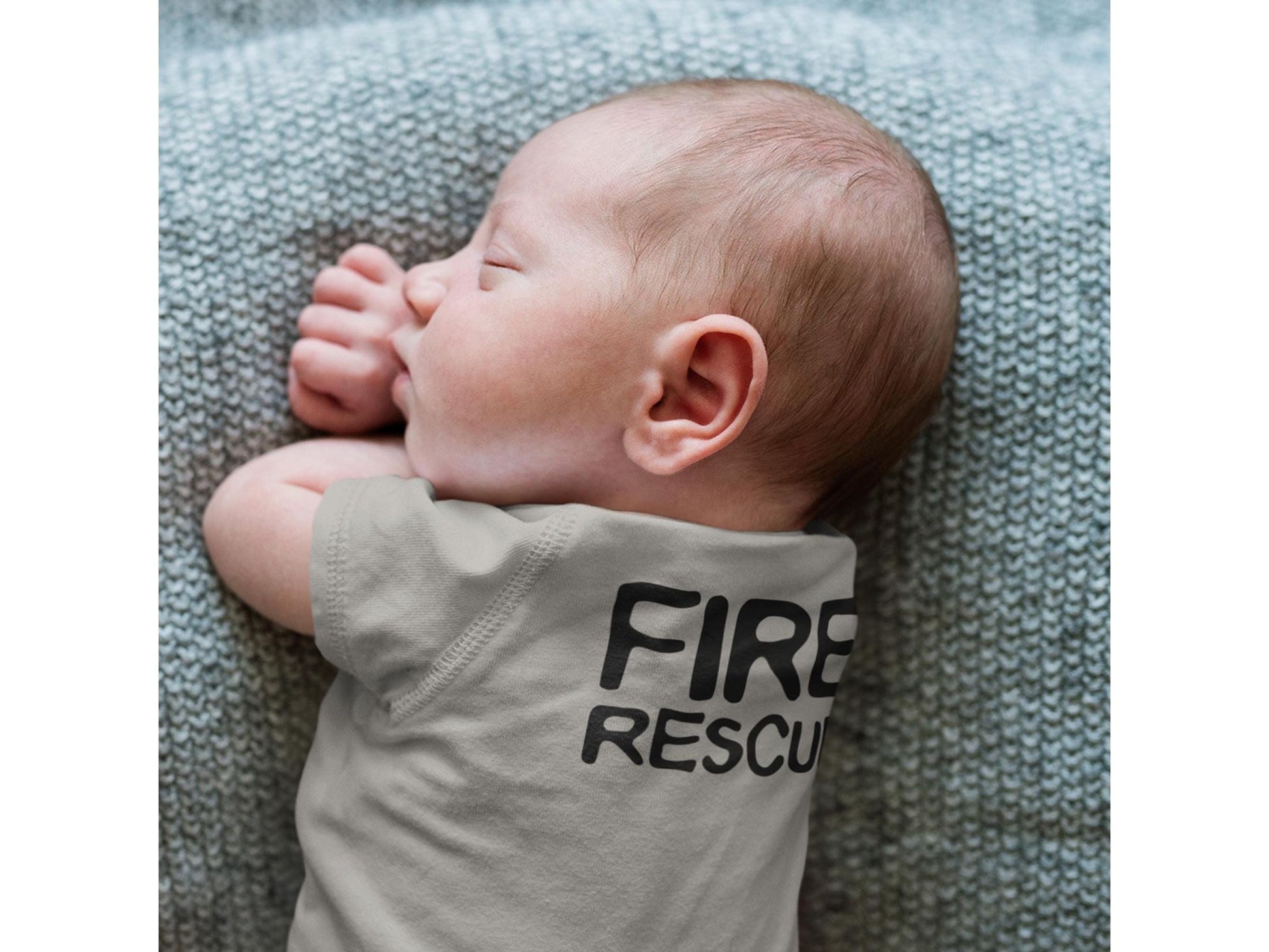 Personalized Fire Truck Baby Bodysuit - Optional Fire Rescue on Back - Gray