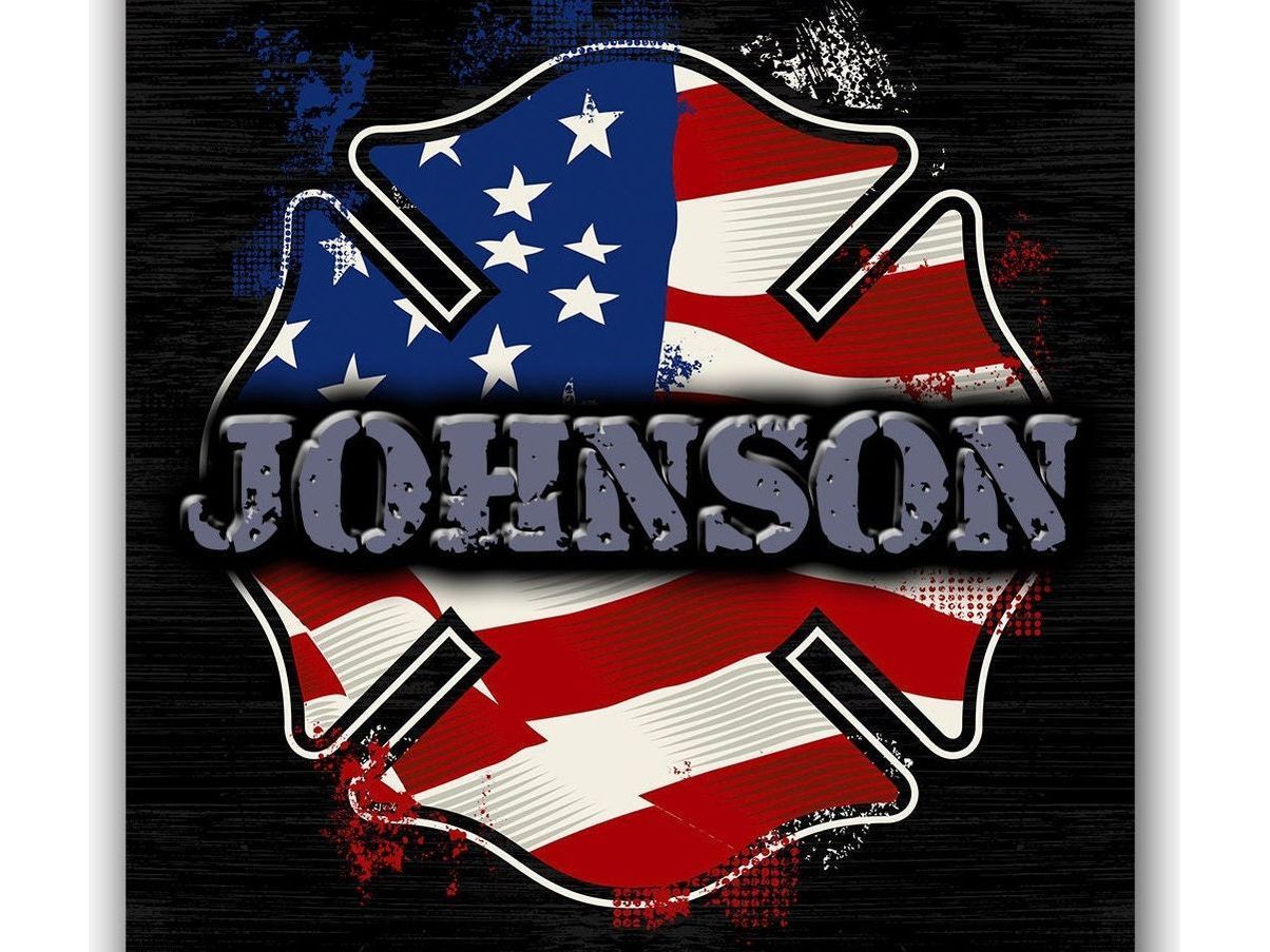 Firefighter Wall Sign Patriotic Maltese Cross Personalized with Your Custom Text