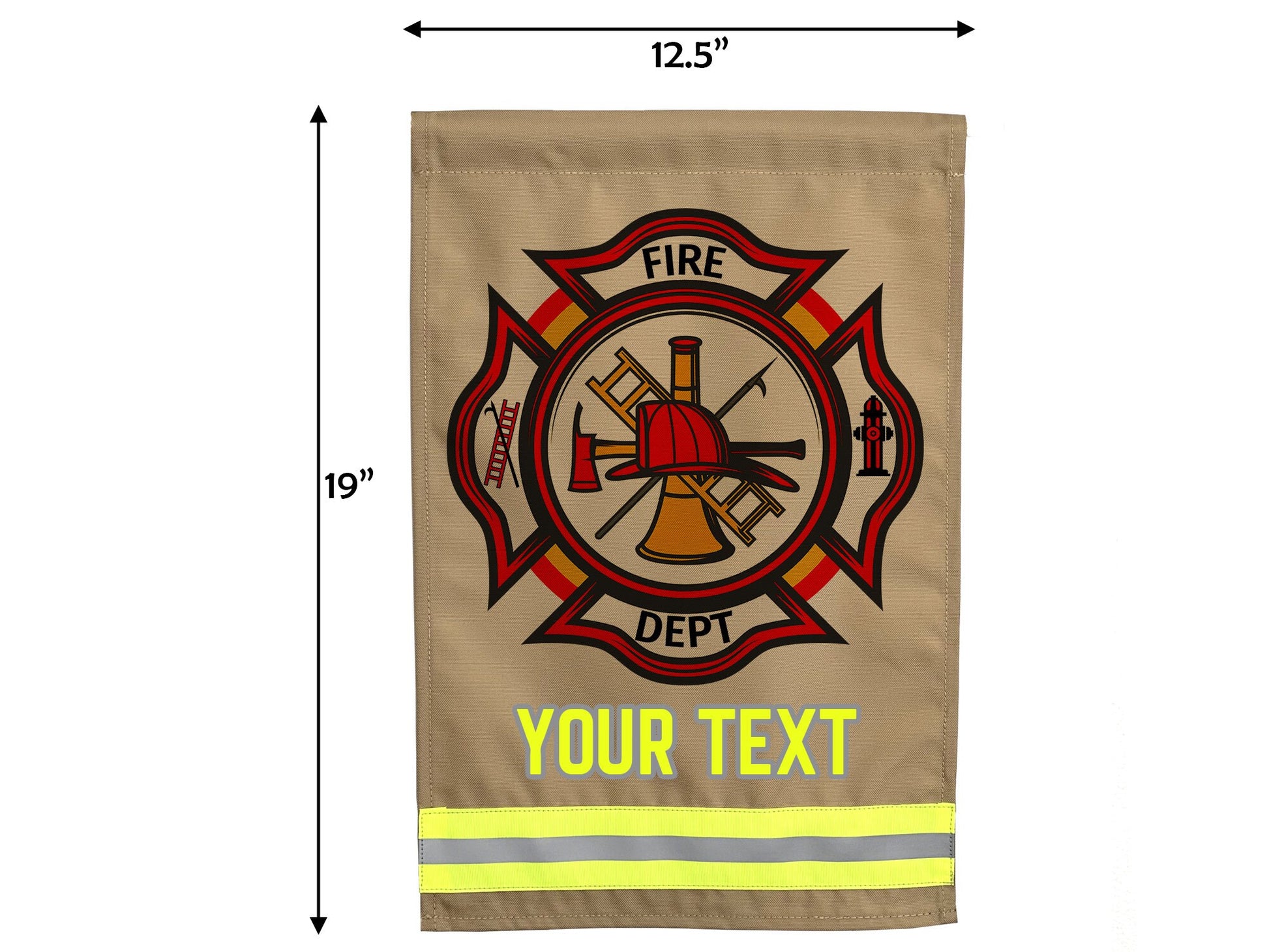 Firefighter Garden Flag with Maltese Cross. Personalized With Your Name or Other Text