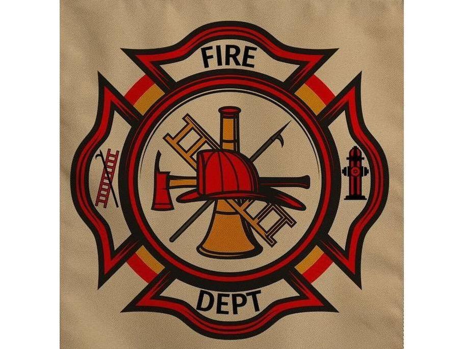 Firefighter Garden Flag with Maltese Cross. Personalized With Your Name or Other Text